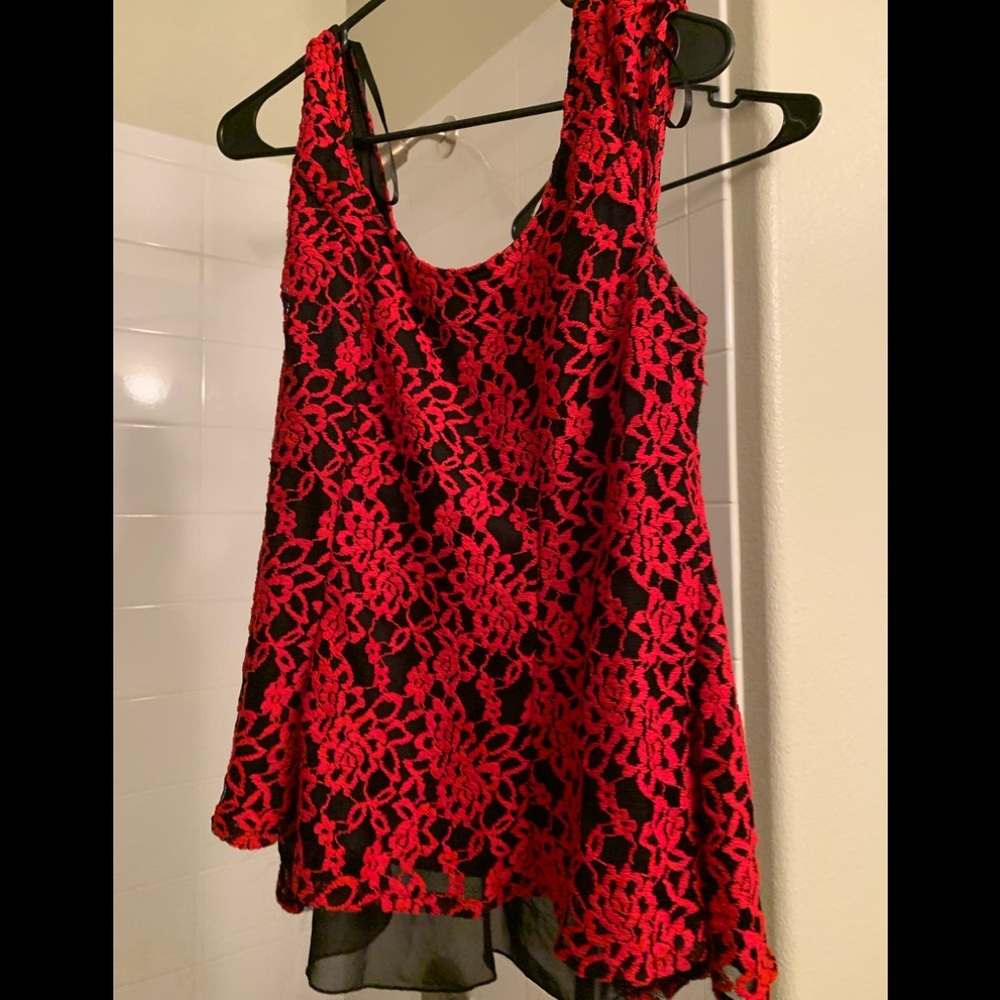 Black and red lace- Bow back